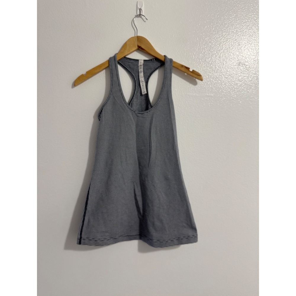 Lululemon Cool Racerback CRB Tank Top | Inkwell Blue White Gingham | Size 6 VGUC